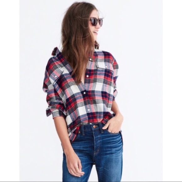 Madewell Tops - Madewell Ex-Boyfriend Classic Plaid Flannel Shirt